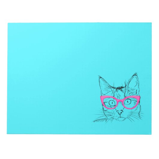 Colorful Blue en Pink Hipster Cat Notitieblok (Voorkant)