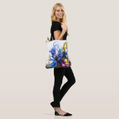 Colorful Blue Gold Abstracte marmerkunst Tote Bag (Op model)