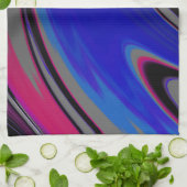 Colorful Blue Gray Magenta Fractal Swirl Theedoek (Gevouwen)