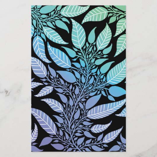 Colorful Blue Green Leafy Design Soap Wrap Paper (Voorkant)