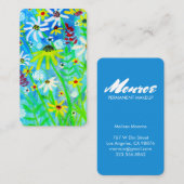 Colorful Blue Green Waterverf Daisy Bouquet Visitekaartje (Voorkant / Achterkant)