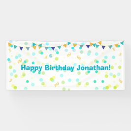 Colorful Blue Green Yellow Confetti Happy Birthday Spandoek