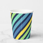 Colorful Blue Green Yellow Stripes Pattern Papieren Bekers (Rechts)