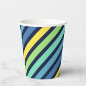 Colorful Blue Green Yellow Stripes Pattern Papieren Bekers (Voorkant)