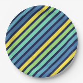 Colorful Blue Green Yellow Stripes Pattern Papieren Bordje (Voorkant)