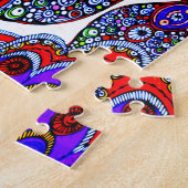 Colorful Blue Hummingbird and Flowers Legpuzzel (Zijkant)