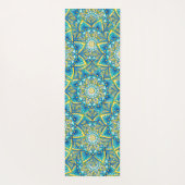 Colorful Blue Mandala Pattern Yellow Turquoise Yogamat (Achterkant)