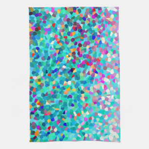 Colorful Blue Multicolored Abstracte keukenhanddoe Theedoek