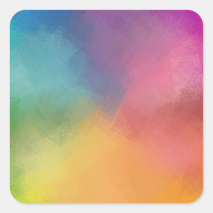 Colorful Blue Paars Green Roze Rood Geel Sinaasapp Vierkante Sticker