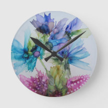 Colorful Blue Paars Pink Green Floral Art