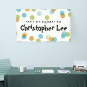 Colorful Blue Pastel Confetti Stippen Verjaardag Spandoek (Beurs)