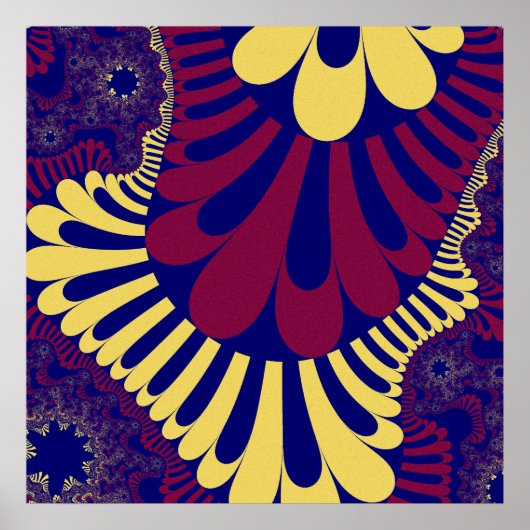 Colorful Blue, Red en Yellow Fractal Poster (Voorkant)