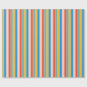 Colorful blue red pink festive stripes cadeaupapier (Vlak)