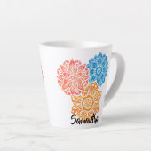 Colorful Blue Red Sinaasappel Floral Mandalas Latte Mok (Rechterhoek)