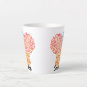 Colorful Blue Red Sinaasappel Floral Mandalas Latte Mok (Voorkant)