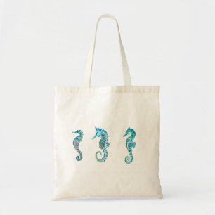 Colorful Blue Seapaarden Trio Tote Bag