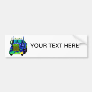 Colorful Blue Semi Truck Bumpersticker