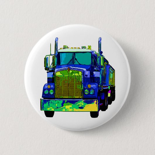 Colorful Blue Semi Truck Ronde Button 5,7 Cm (Voorkant)
