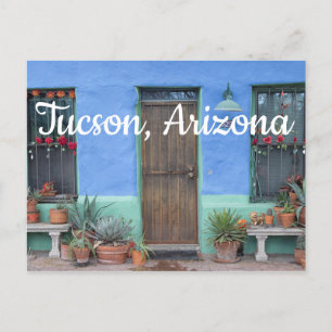 Colorful Blue Southwest home Tucson, Arizona Briefkaart
