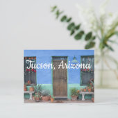 Colorful Blue Southwest home Tucson, Arizona Briefkaart (Staand voorkant)