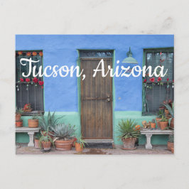 Colorful Blue Southwest home Tucson, Arizona Briefkaart