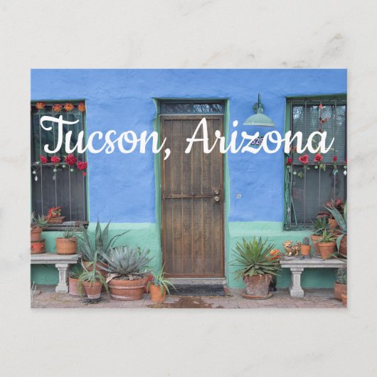 Colorful Blue Southwest home Tucson, Arizona Briefkaart (Voorkant)