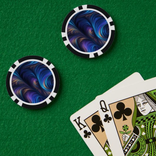 Colorful Blue Swirl Pattern Poker Chips (Pokertafel (Dubbel))