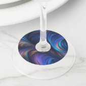 Colorful Blue Swirl Pattern Wijnglaslabel (Dichtbij)