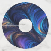 Colorful Blue Swirl Pattern Wijnglaslabel (Achterkant)