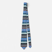 Colorful Blue Tribal Pattern Stropdas (Voorkant)