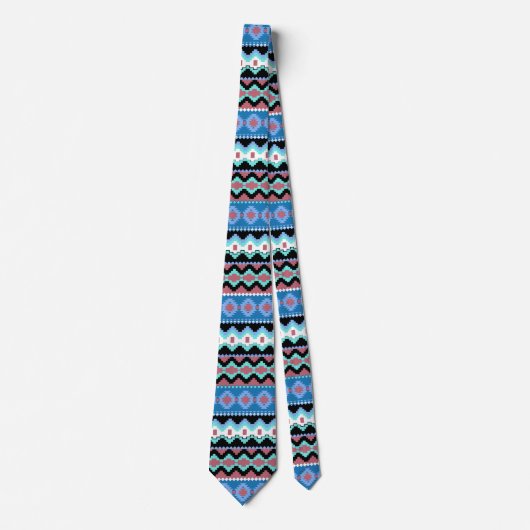 Colorful Blue Tribal Pattern Stropdas (Voorkant)