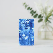 Colorful Blue Waterverf Daisy Bouquet Elegant Visitekaartje (Staand voorkant)