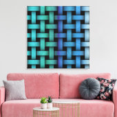 Colorful Blue Weave Pattern Canvas Geometric Art Afdruk (Insitu (Woonkamer))