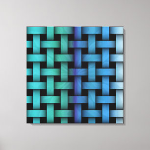 Colorful Blue Weave Pattern Canvas Geometric Art Afdruk