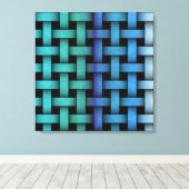 Colorful Blue Weave Pattern Canvas Geometric Art Afdruk (Insitu (Houten vloer))