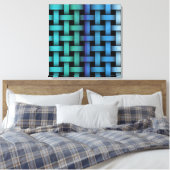Colorful Blue Weave Pattern Canvas Geometric Art Afdruk (Insitu (Slaapkamer))