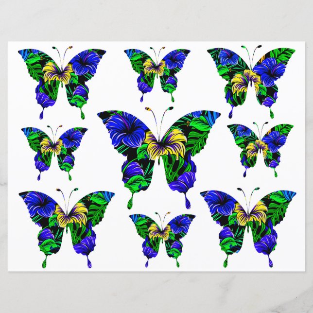Colorful Blue Yellow Green Butterfly Patroon (Voorkant)