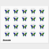 Colorful Blue Yellow Green Butterfly Patroon Ronde Sticker (Vel)