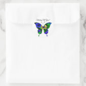 Colorful Blue Yellow Green Butterfly Patroon Ronde Sticker (Tas)