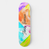 Colorful Blue Yellow Oranje Name Skateboard (Voorkant)