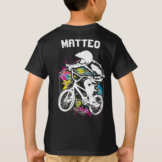 Colorful Bmx Biker - Gepersonaliseerd Bmx T-shirt (Achterkant)