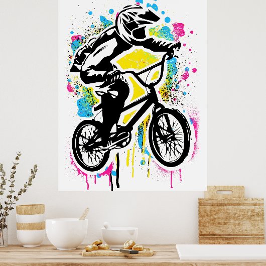 Colorful Bmx Poster - Bmx Bike Bicycle - Graffiti (Keuken)
