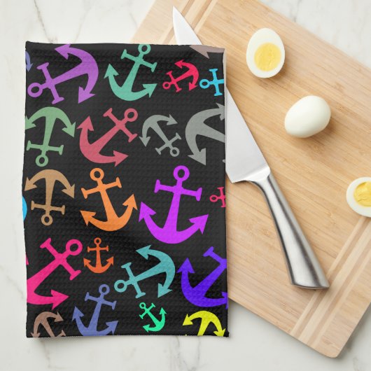 Colorful Boat Anchor Pattern Theedoek (Quarter Fold)