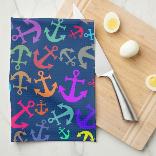 Colorful Boat Anchor Pattern Theedoek (Quarter Fold)