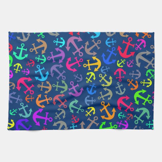 Colorful Boat Anchor Pattern Theedoek (Horizontaal)