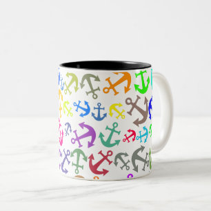 Colorful Boat Anchor Pattern Tweekleurige Koffiemok