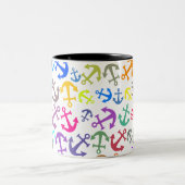 Colorful Boat Anchor Pattern Tweekleurige Koffiemok (Center)