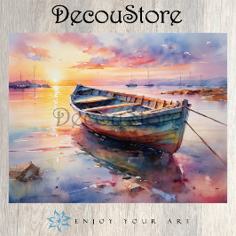Colorful Boat on the Water Decoupage Tissuepapier