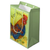 Colorful Boerderij Rooster Medium Cadeauzakje (Achterkant Gekanteld)