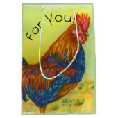Colorful Boerderij Rooster Medium Cadeauzakje (Voorkant)
